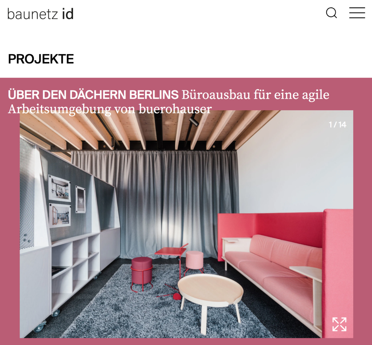 Baunetz id schreibt über unsere Innenarchitektur in unserem Berliner Büro